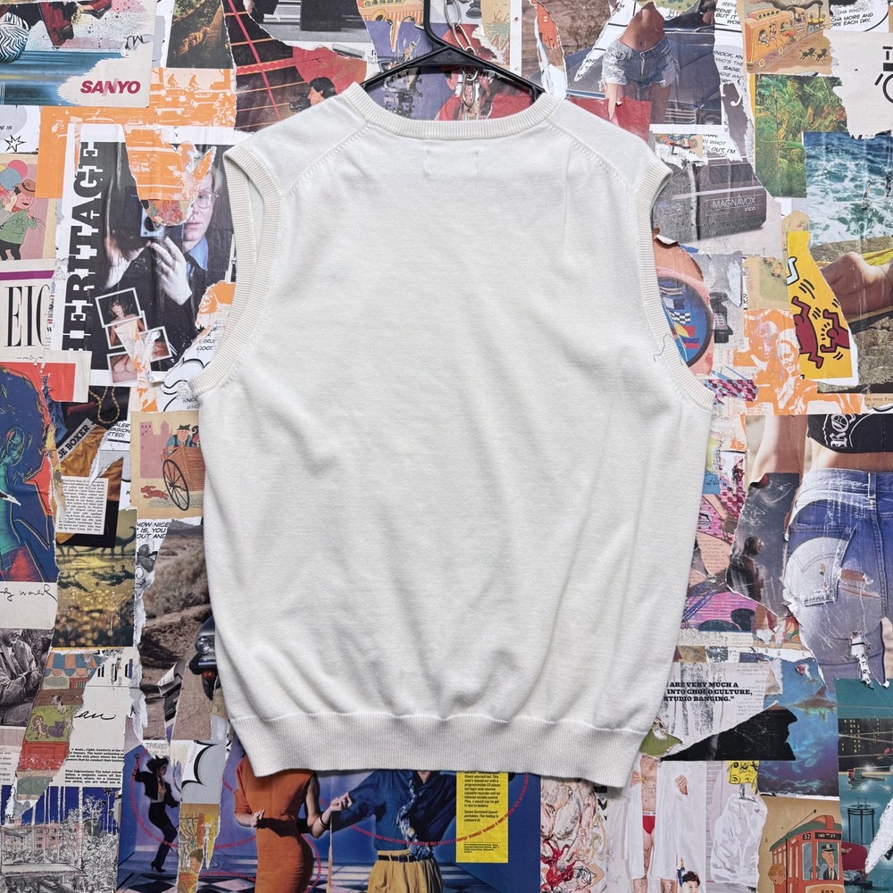Chaps‎ V-Neck Sweater Cream Cotton Men's Size M V-Neck Pullover Casual - Picture 6 of 6